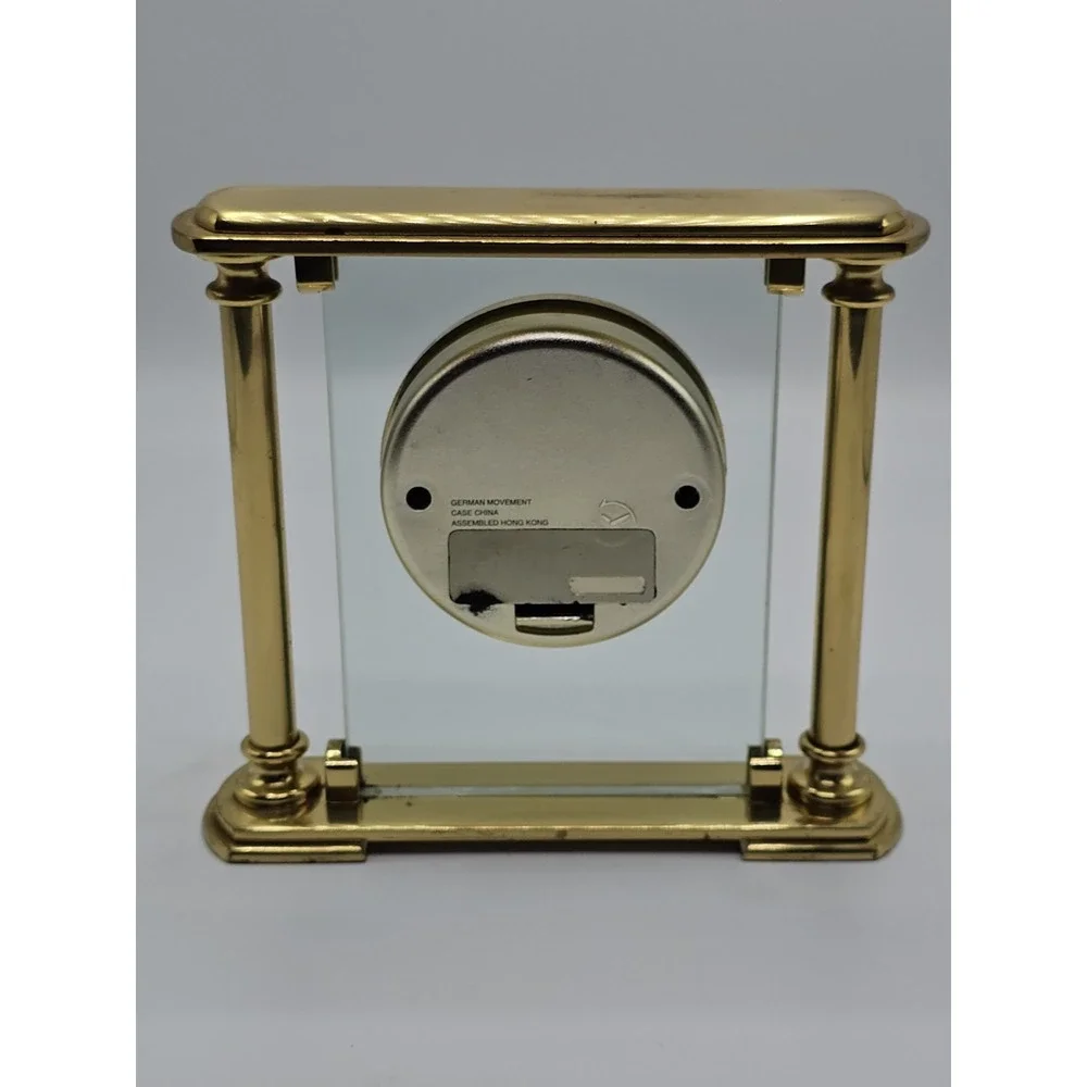 Seth Thomas Illusion Floating Roman Numerals Quartz Brass Desk Clock German Move